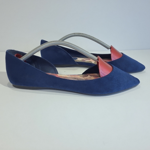 Steve Madden Girl Eezy Navy d'Orsay Flats - Picture 1 of 11